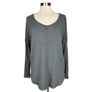 Athleta Womens Gray Studio Scoop Neck Sweatshirt Long Sleeve Thumbhole size Med
